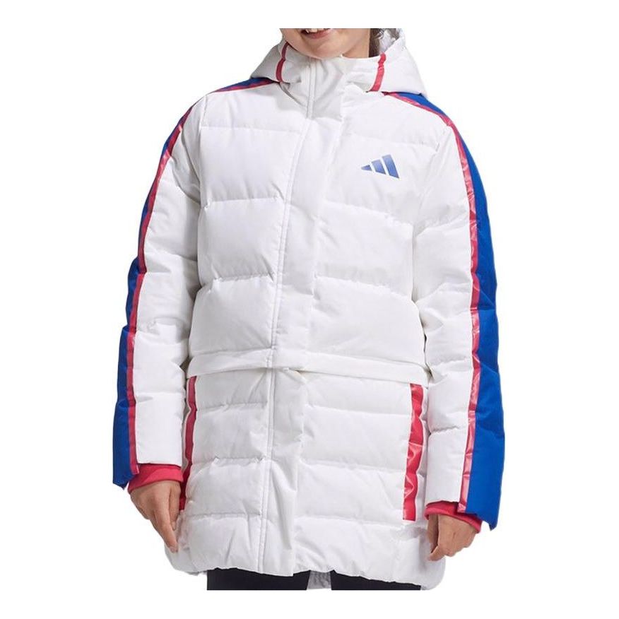 (GS) adidas Sportswear Fit Outdoor Hooded Puffer Jacket 'White Blue' GG3702