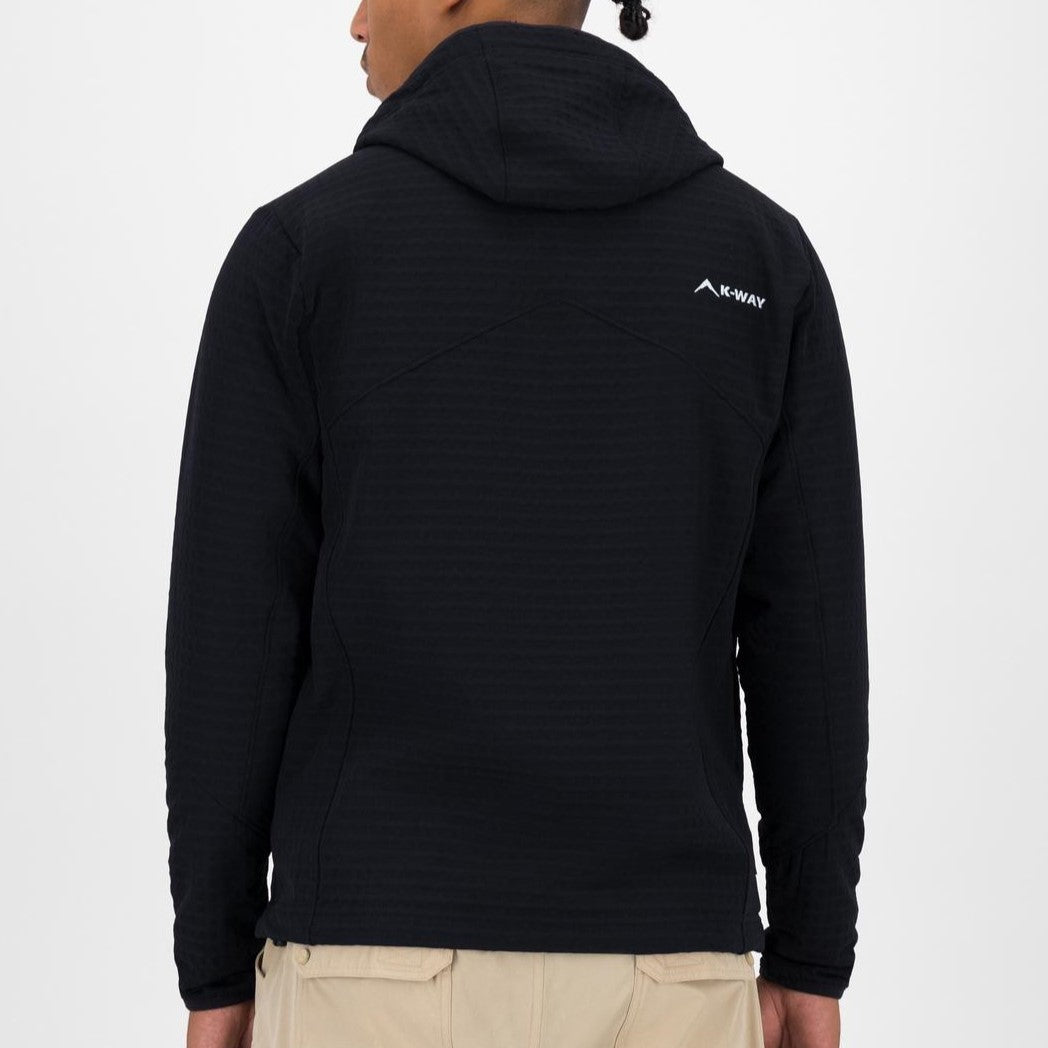 K-WAY MEN’S GRID HOODED FLEECE JACKET