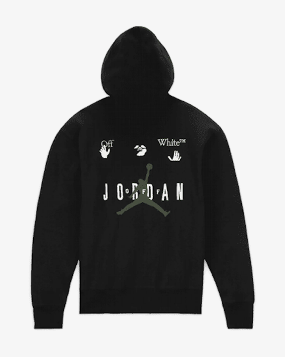 NIKE X OFF WHITE FW21 AIR JORDAN EMBROIDERED BLACK HOODIE