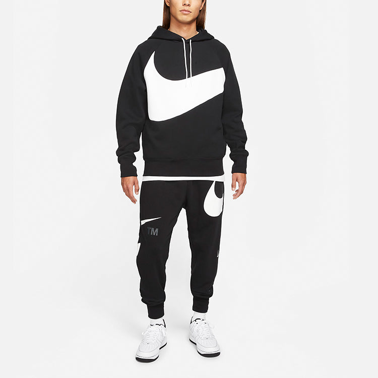 Men's Nike Sportswear Swoosh Tech Fleece Contrasting Colors Large Logo Printing Sports Black DD8223-010