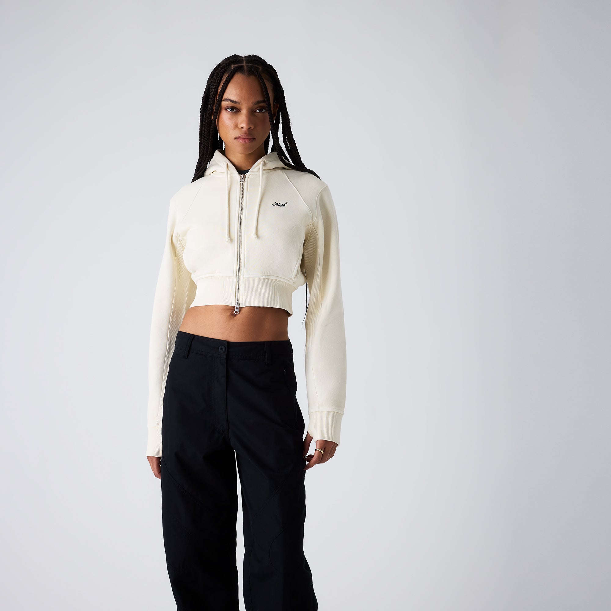 Kith Women Davin Cropped Hoodie - Waffle