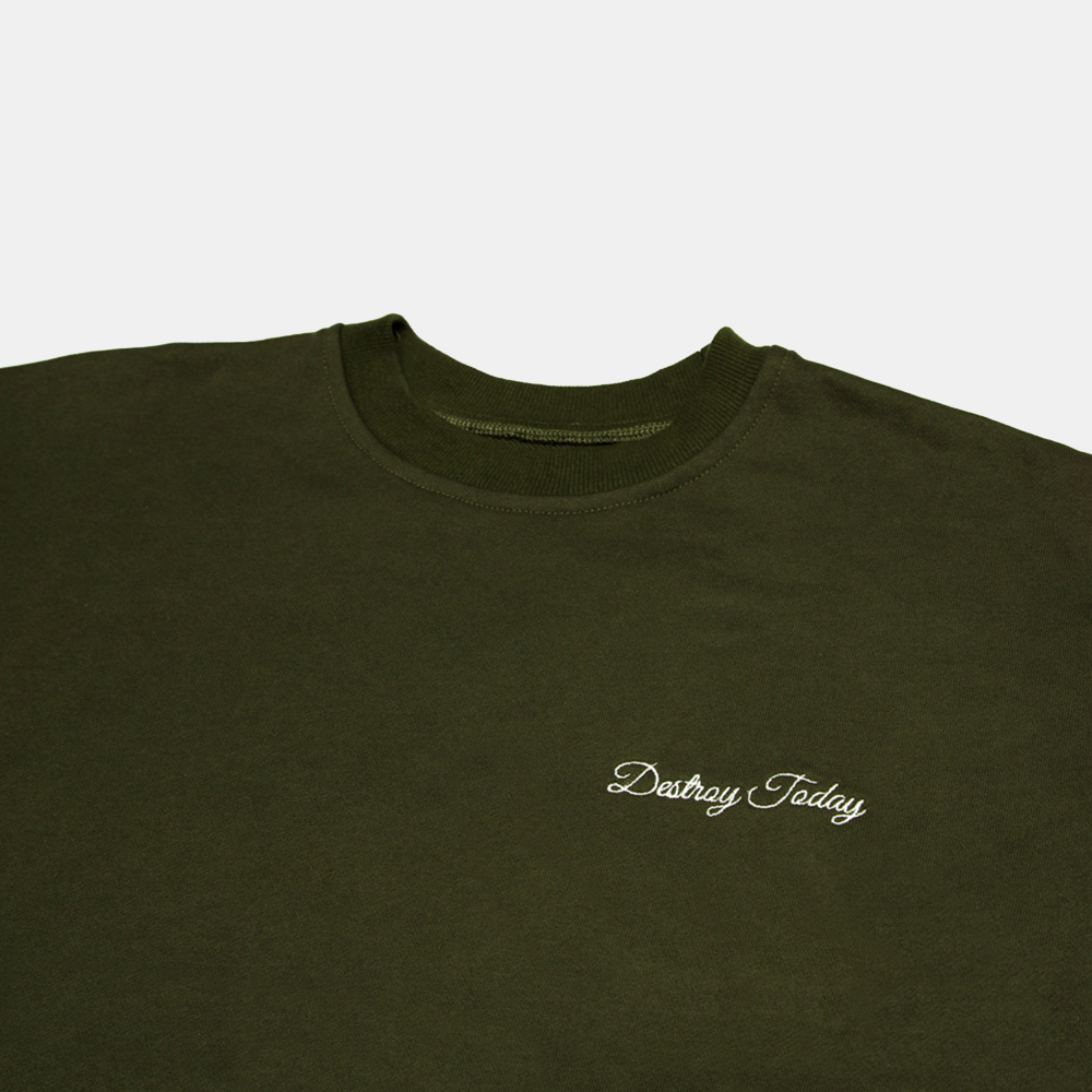 Embroidery Sweatshirt Olive