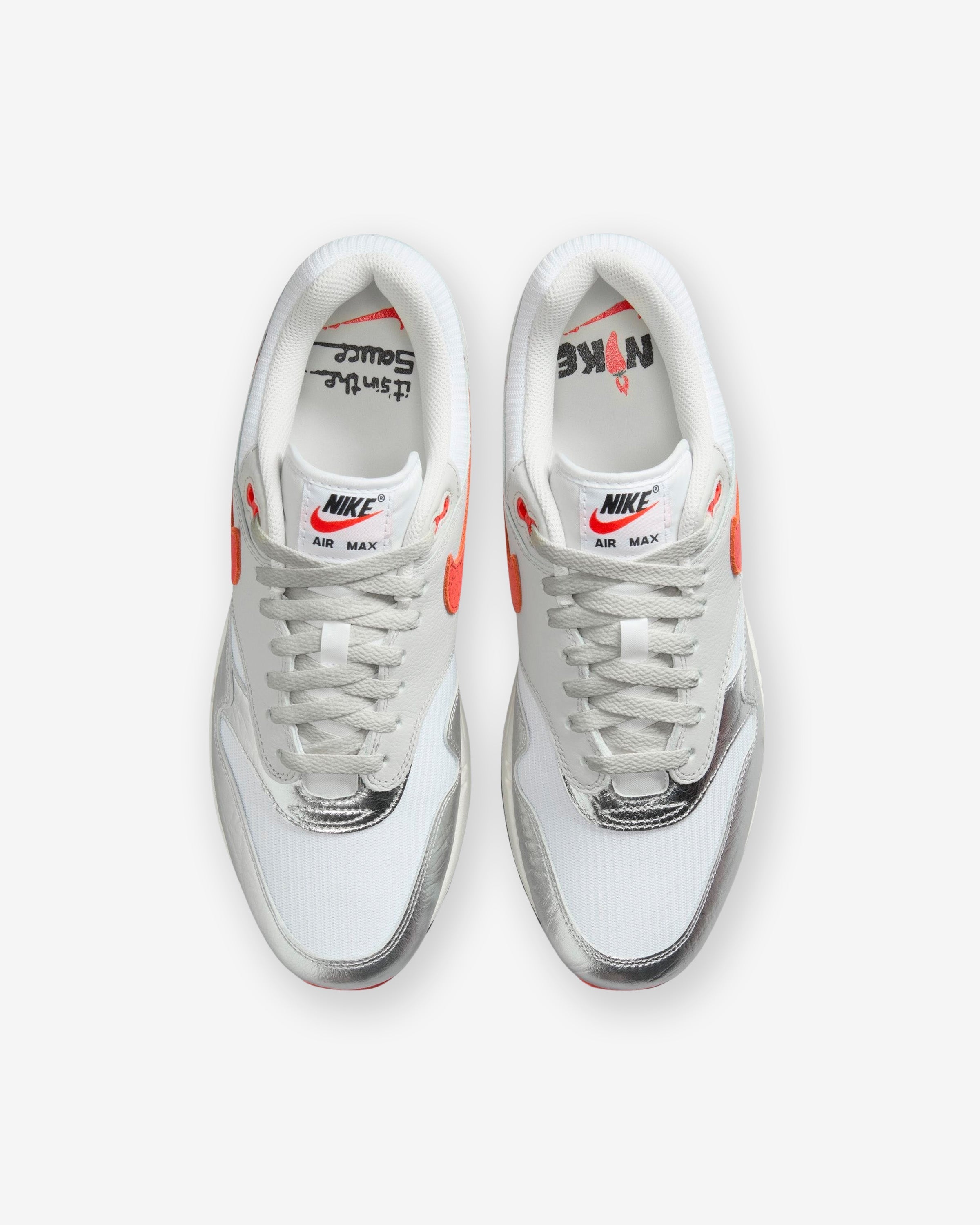 NIKE AIR MAX 1 PREMIUM - WHITE/ CHILERED/ METALLICSILVER