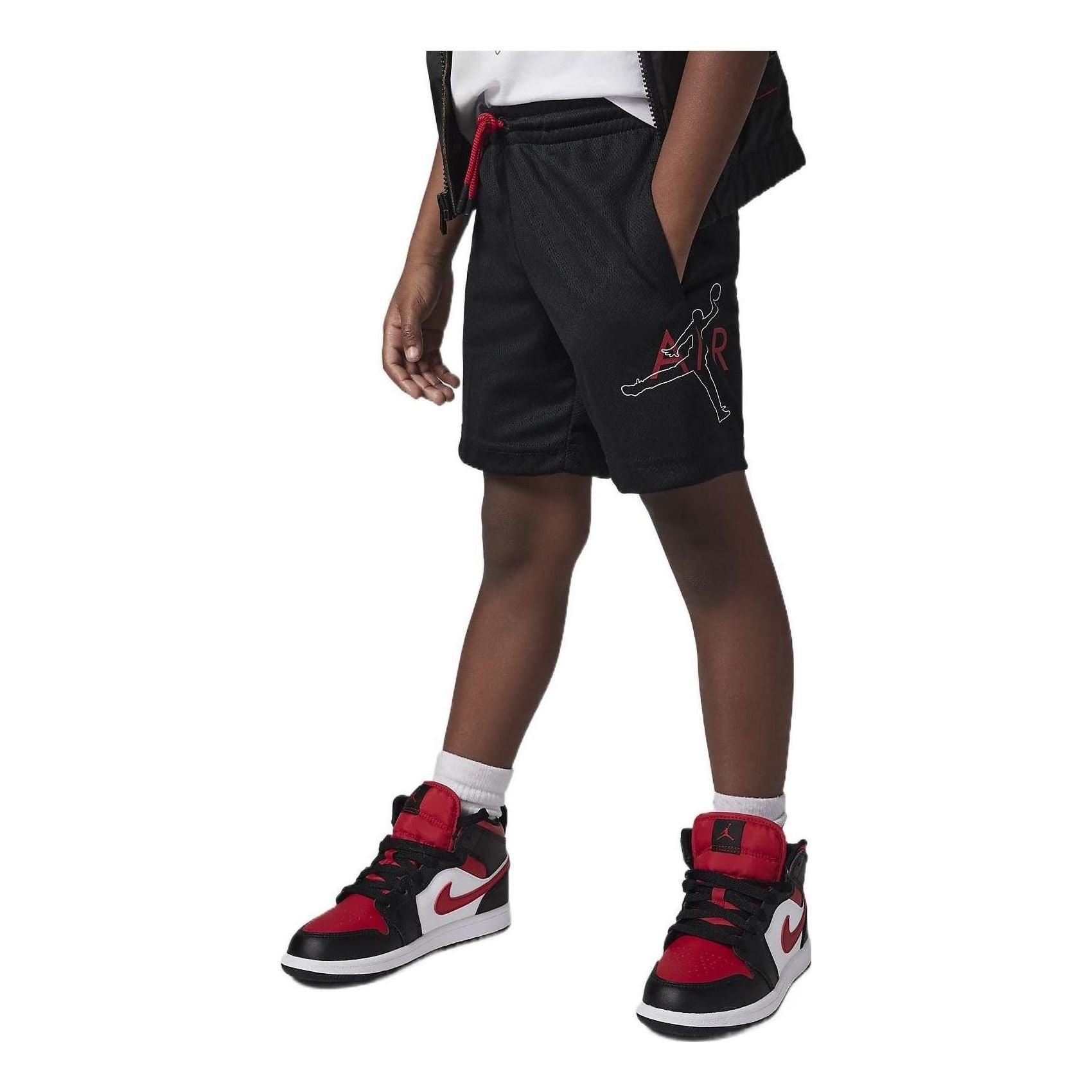 (GS) Air Jordan Jumpman Big Air Mesh Shorts 'Black Red' 85B219-023