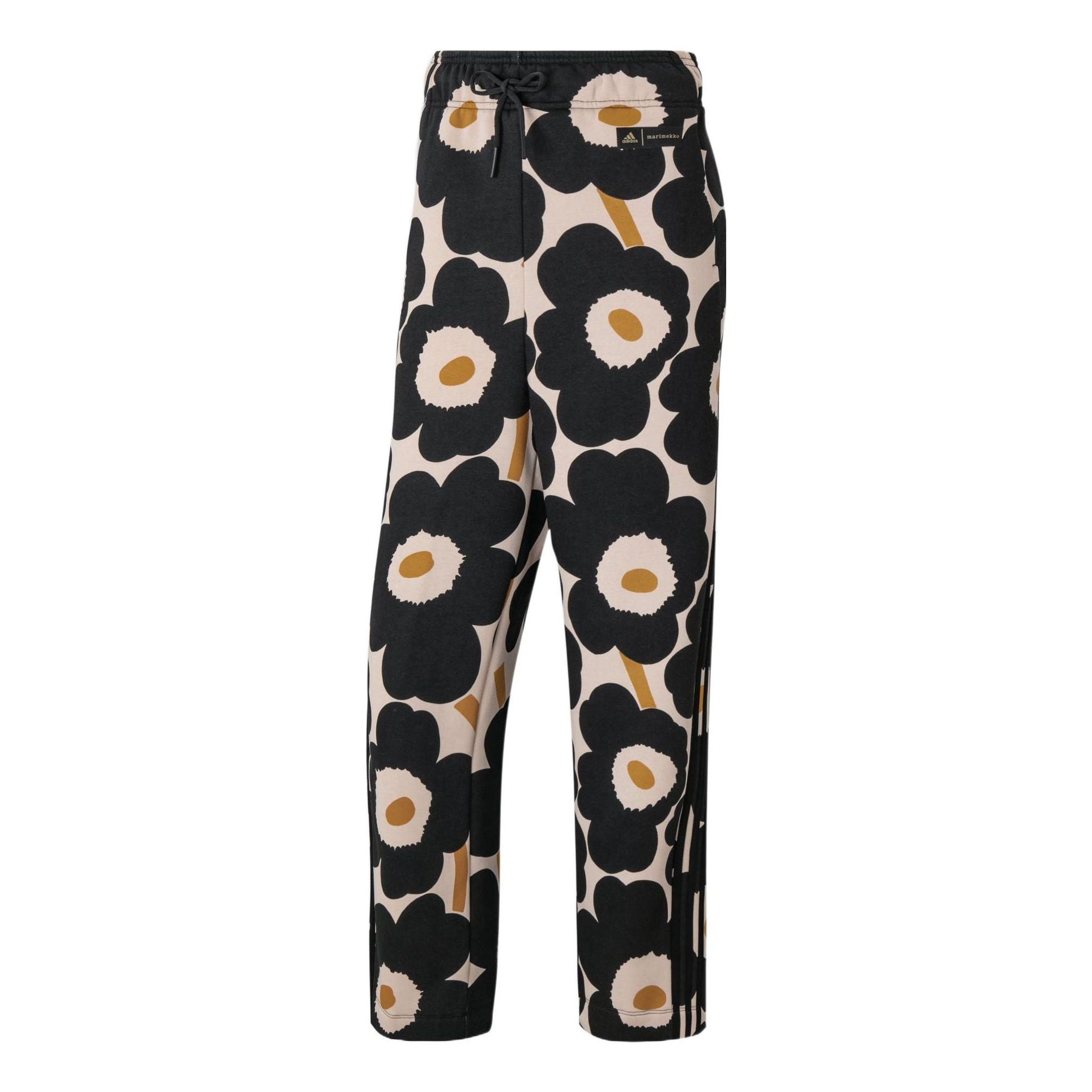 (WMNS) adidas MARIMEKKO Floral Print Straight-Leg Casual Pants 'Black Beige' H57322