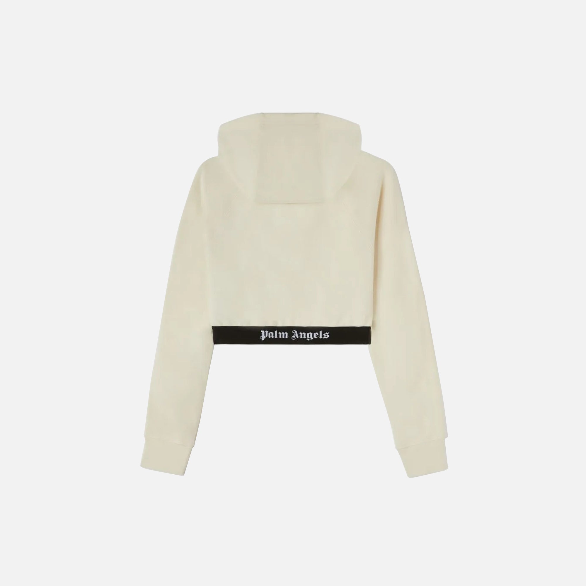 Palm Angels Logo Tape Zipped Hoodie - Off White / Black